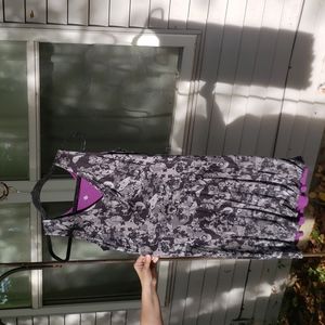 Black and gray print purple reversible active wear dress